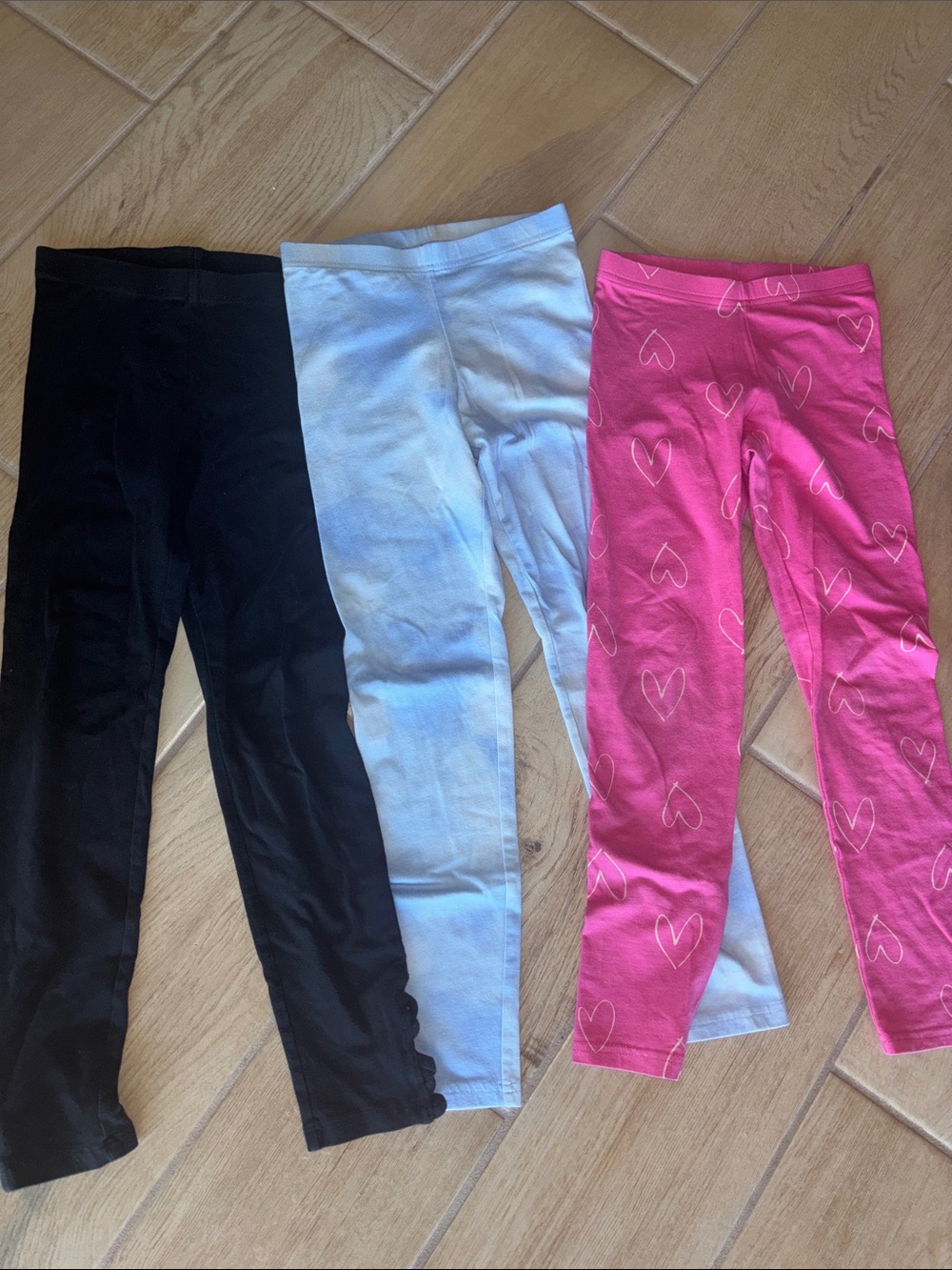 Kids' 3-Pack Old navy Leggings - Black, Blue tie dye & Pink Heart size 8
